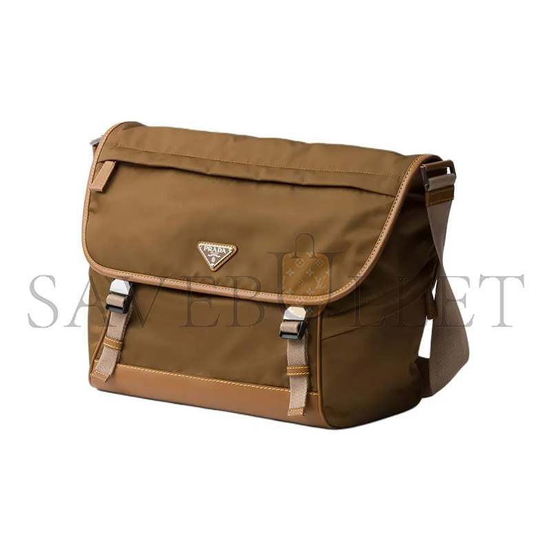 PRADA LARGE RE-NYLON AND SUEDE SHOULDER BAG 2VD052 (30*27.5*14.5cm)